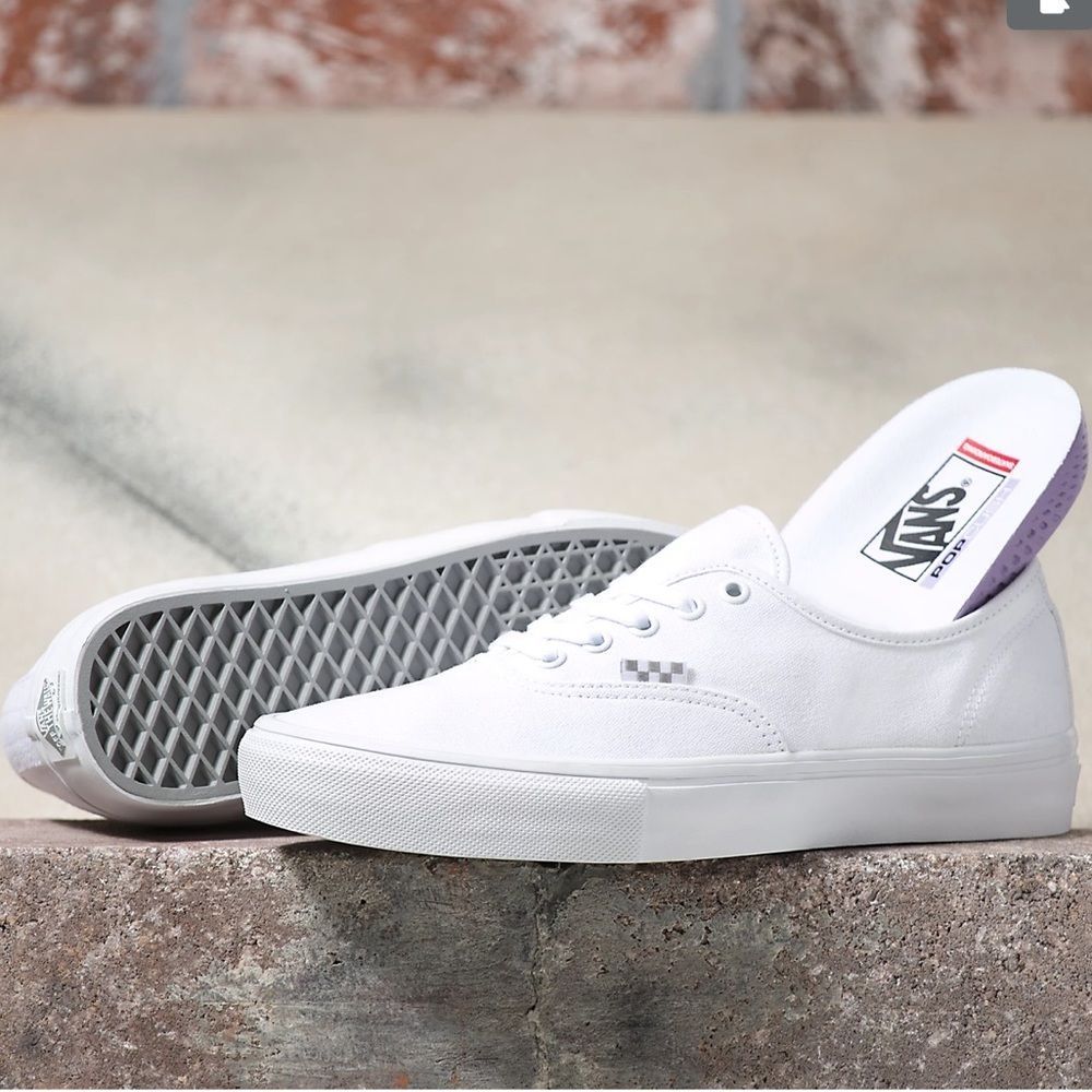 Vans Skate Authentic Pop Cush White Canvas Shoes